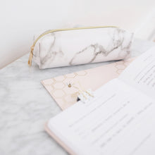 Load image into Gallery viewer, Marble mini pencil case with gold zipper