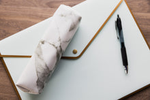 Load image into Gallery viewer, Marble mini pencil case with gold zipper