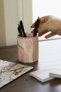 Ceramic marble pen holder desk organizer